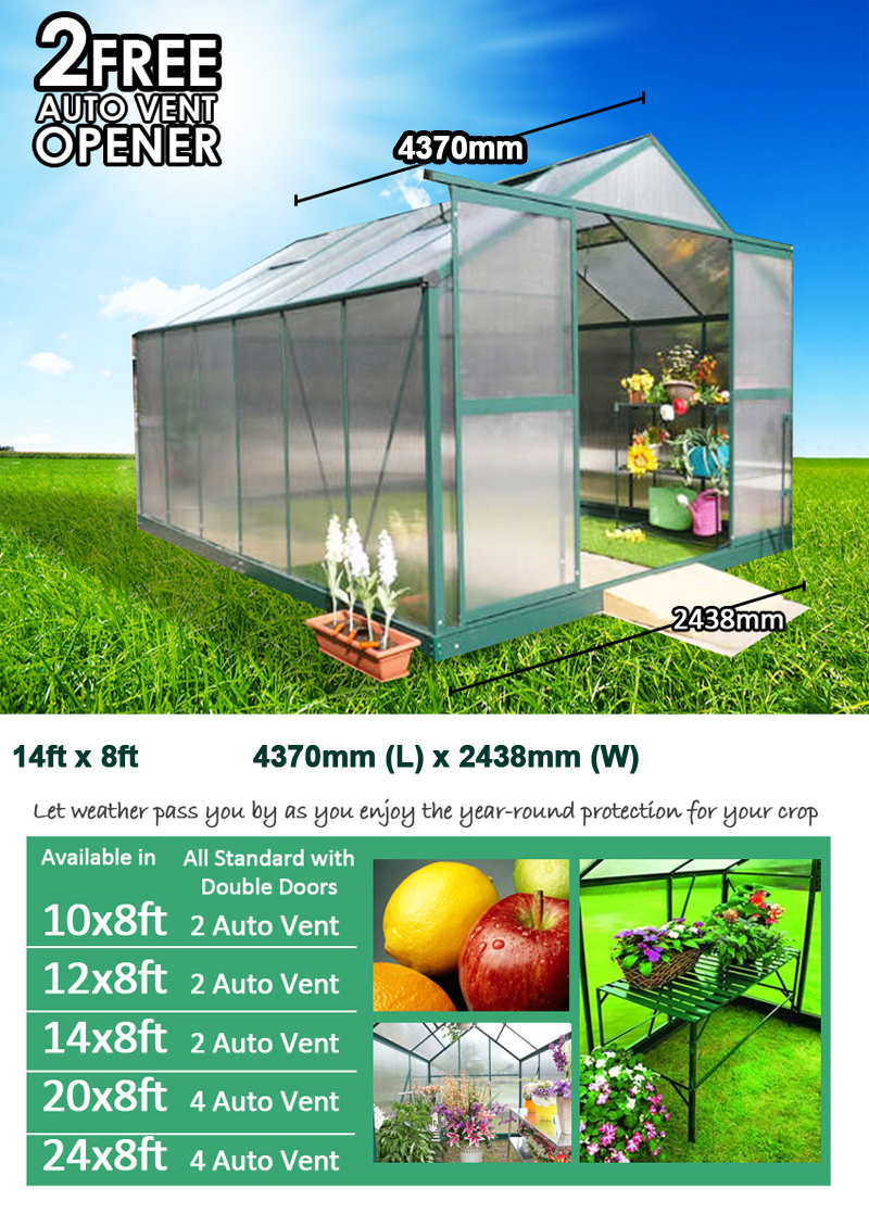EcoPro Greenhouse 14 x 8ft - 6mm Panels - Greenhouse ...