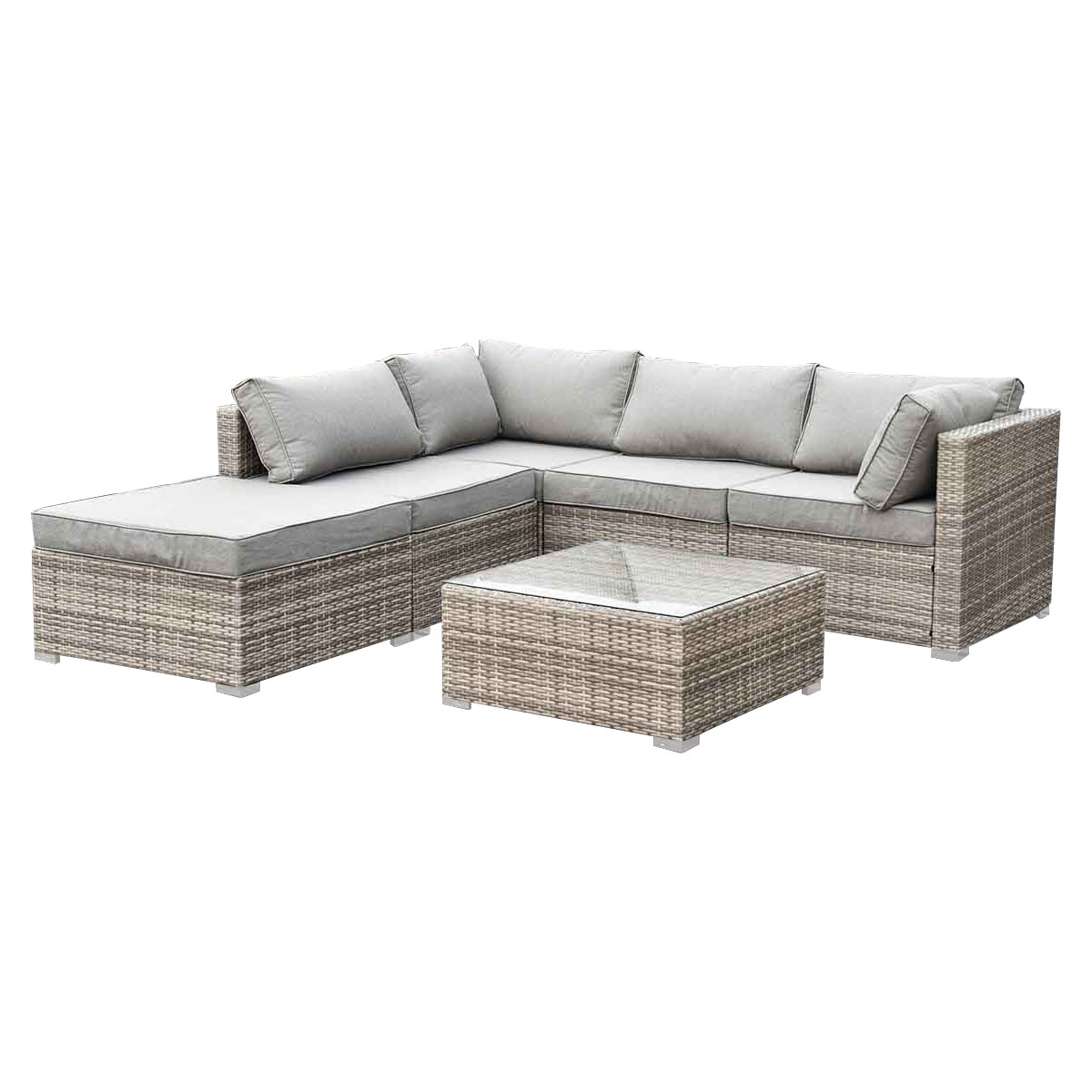 6 Pieces Outdoor Furniture Rattan Set Sofa Lounge Table ...
