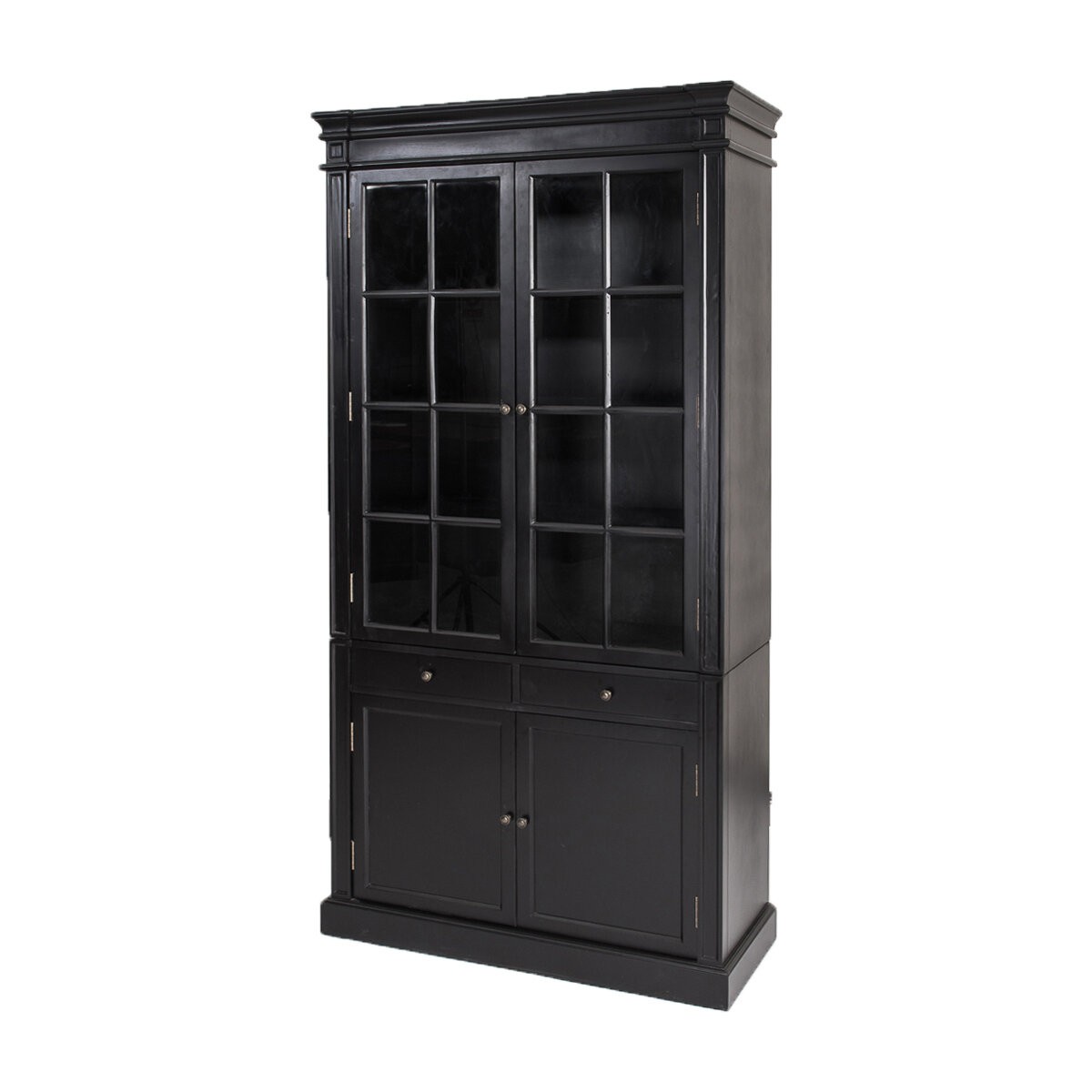 French Provincial Hamptons 2 Glass Door Display Cabinet Bookcase