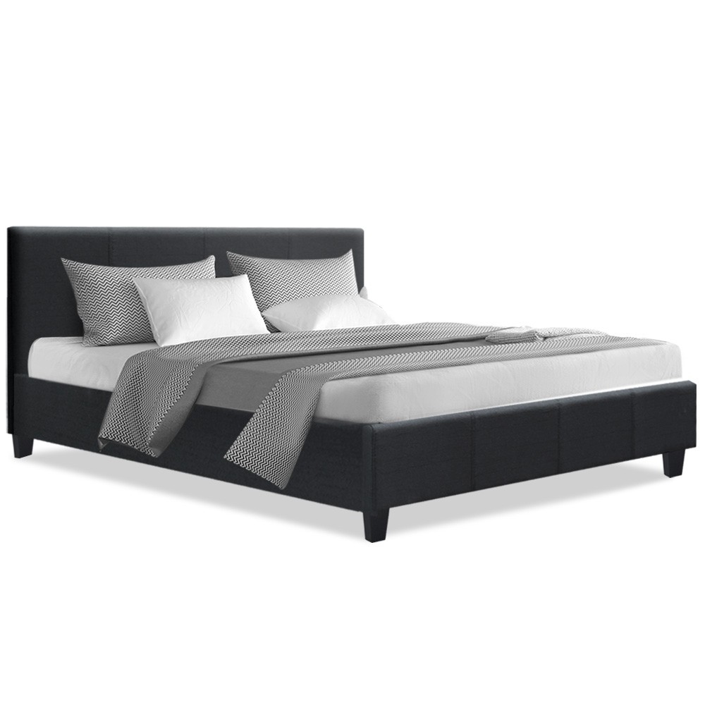 Queen Size Fabric Bed Frame - Charcoal - Wholesales Direct