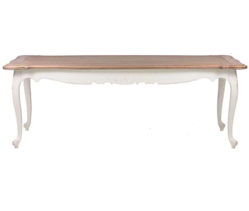 French Provincial Furniture White Dining Table With Natural Oak