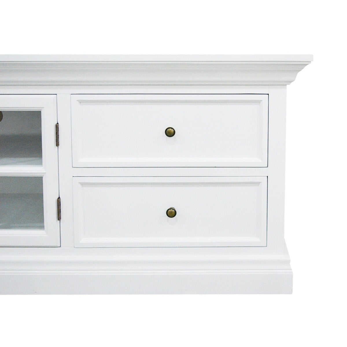 Shop Hamptons Halifax TV Entertainment Unit with 4 Drawers Glass Doors ...