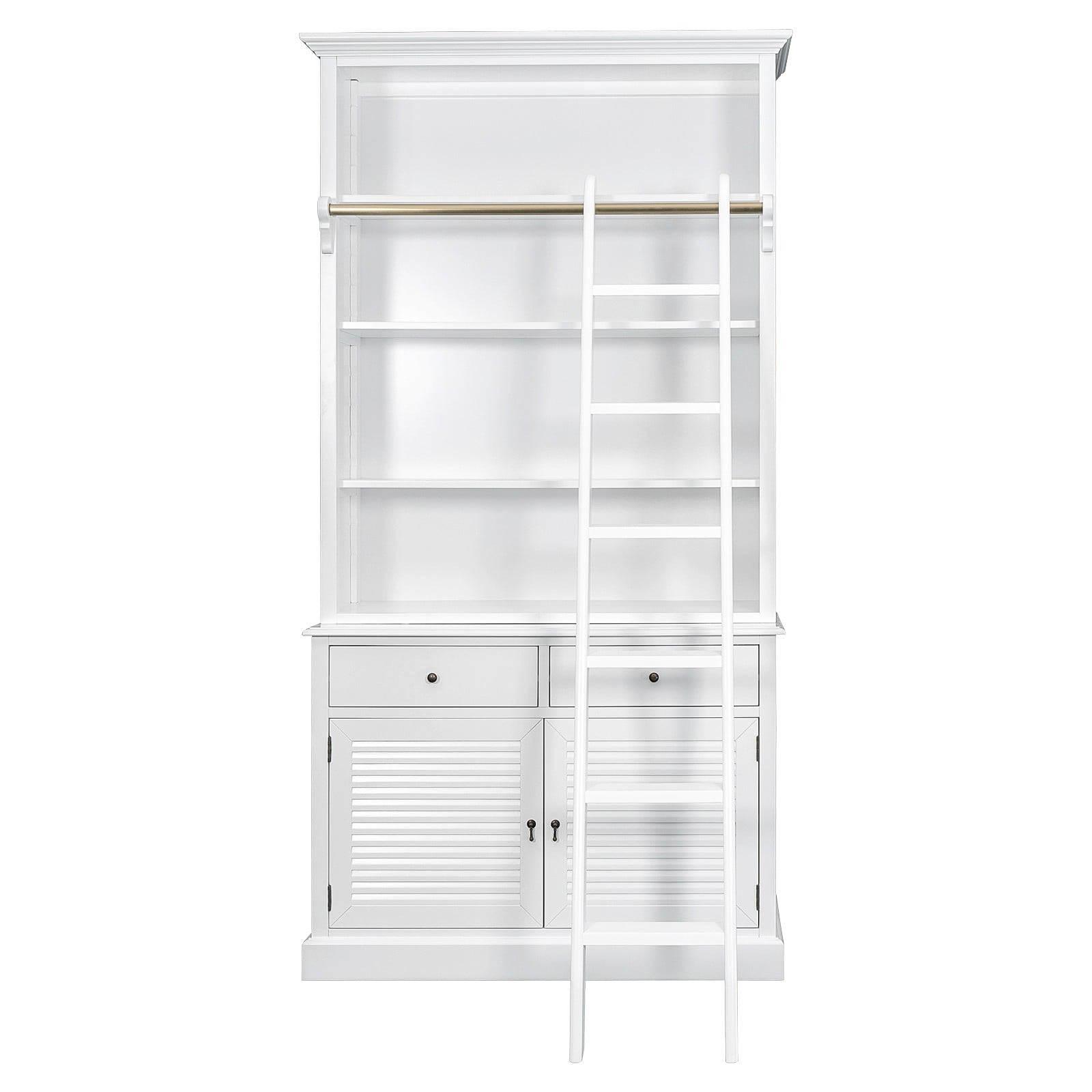 Shop French Provincial Hamptons Open Library Bookcase with Ladder in ...