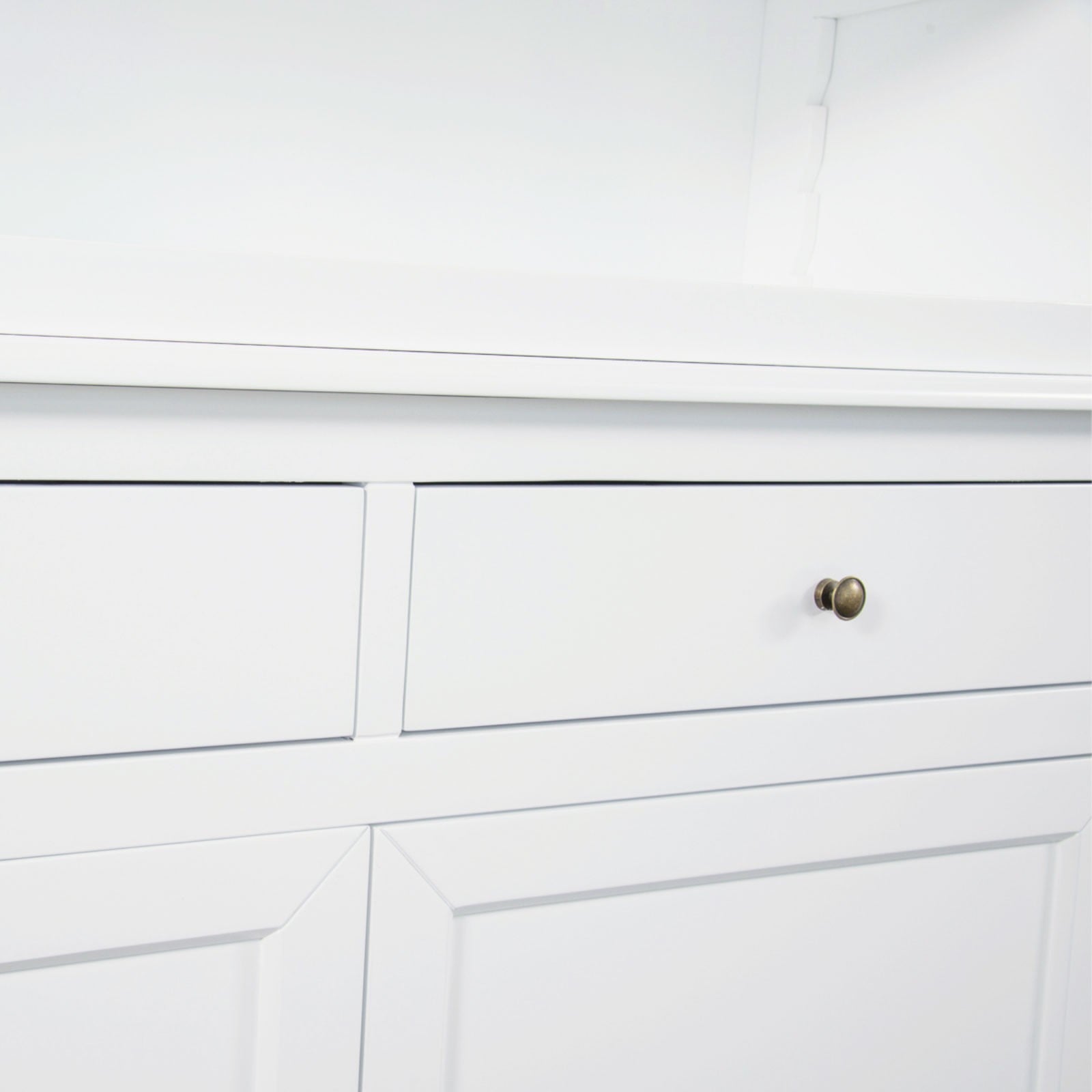 Shop Large Hamptons Bookcase with Ladder 4 Bay White Library Shelf ...