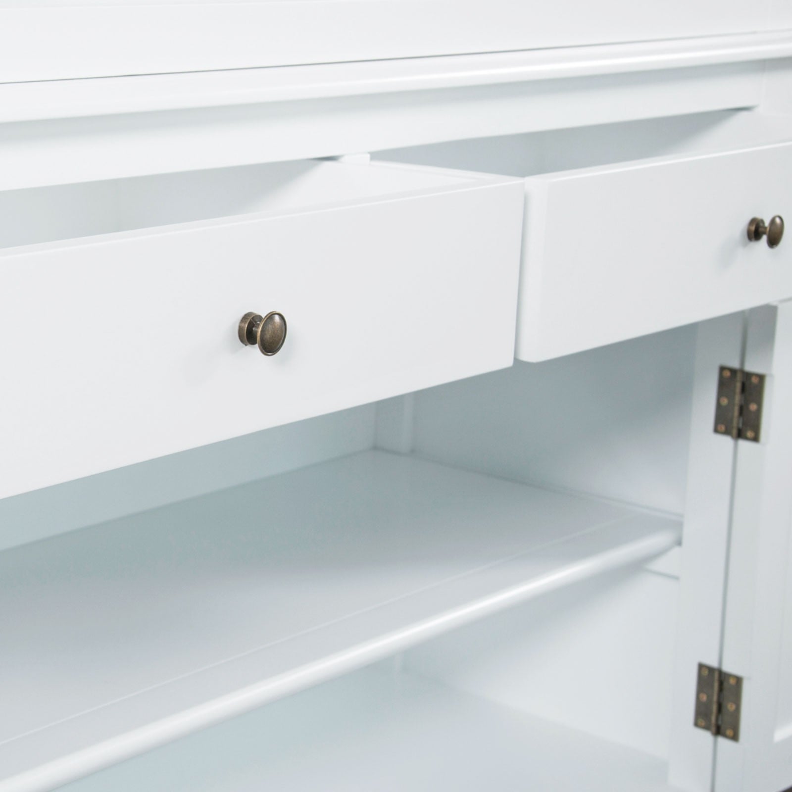 Shop Large Hamptons Bookcase with Ladder 4 Bay White Library Shelf ...