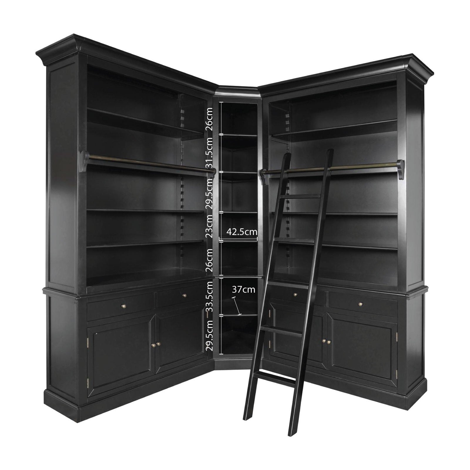 Shop French Provincial Hamptons Open Library Bookcase with Ladder in ...