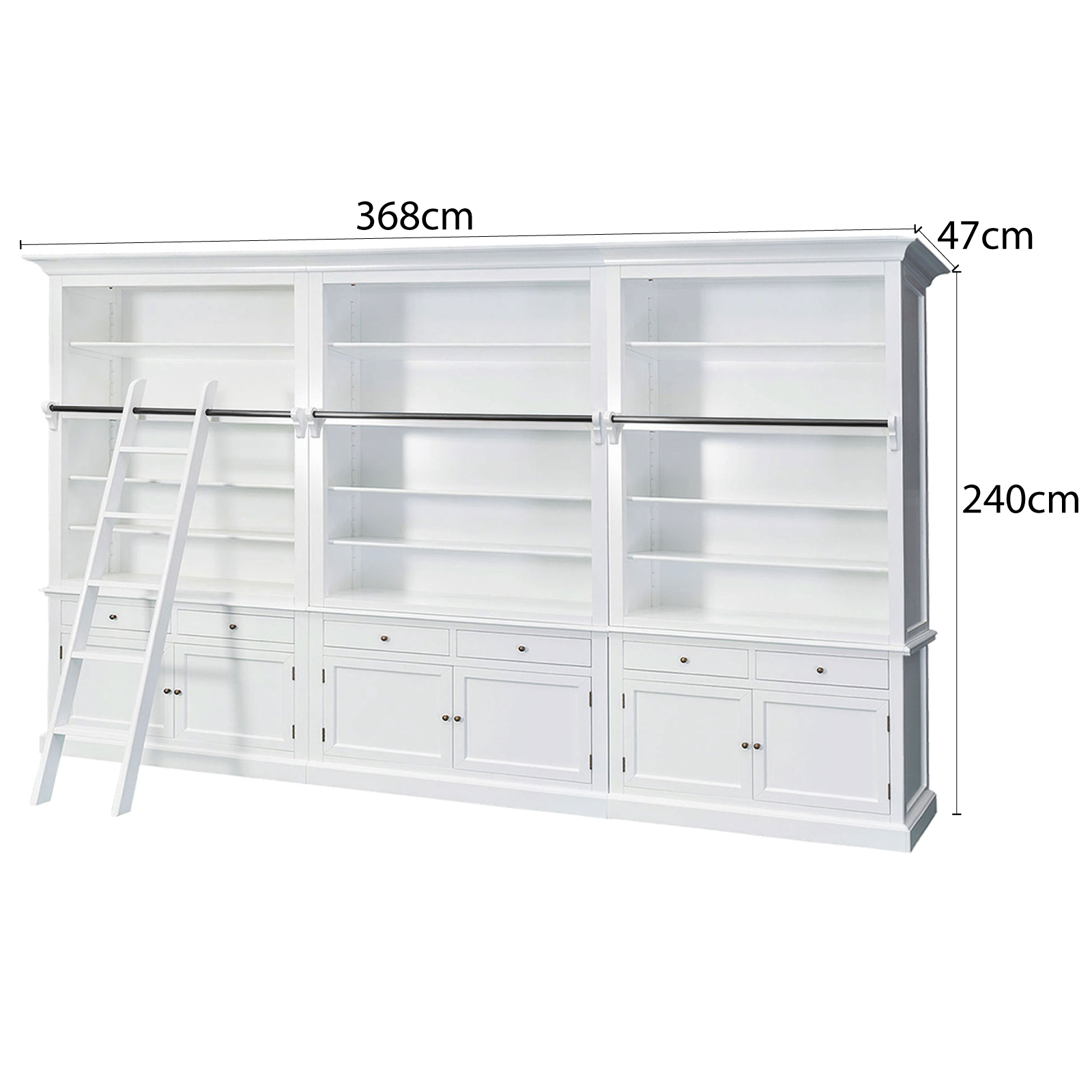 Shop French Provincial Hamptons Open Library Bookcase with Ladder in ...
