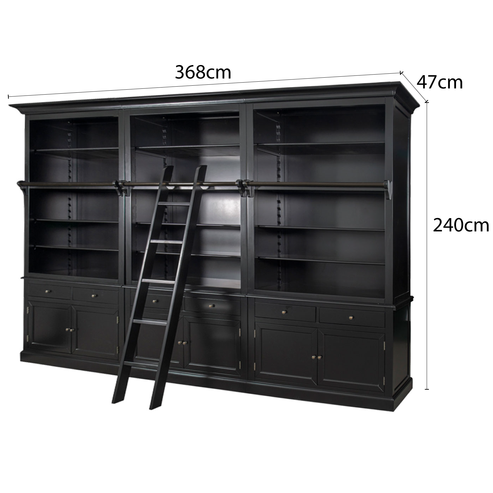 Shop French Provincial Hamptons Open Library Bookcase with Ladder in ...