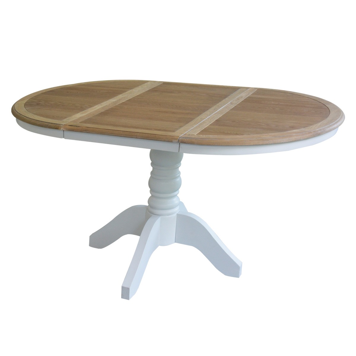 French Provincial Classic White Extendable Round Dining Table With Oak Top Wholesales Direct