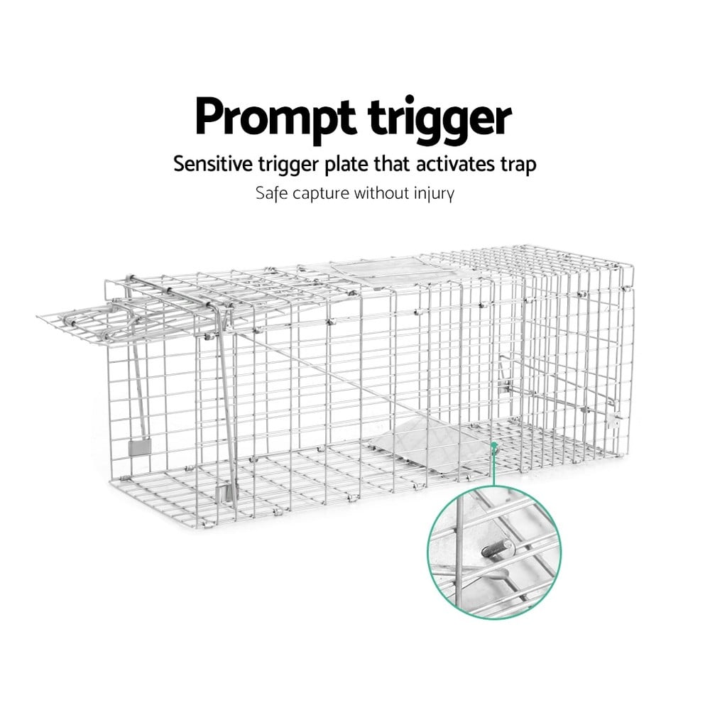 Shop Set of 2 Humane Animal Trap Cage 66 x 23 x 25cm Silver Online