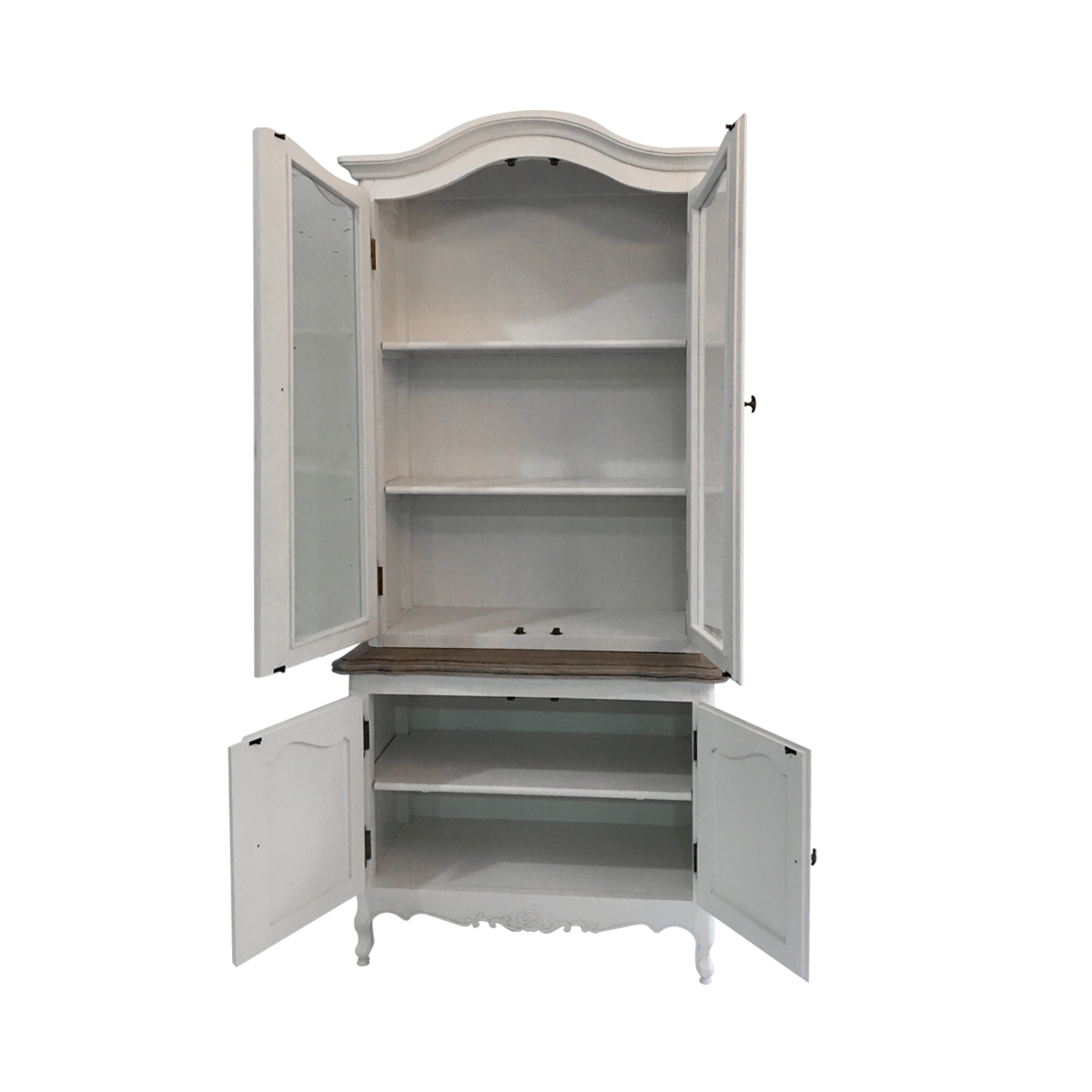 French Provincial Classic Glass Display Cupboard Vintage Bookcase