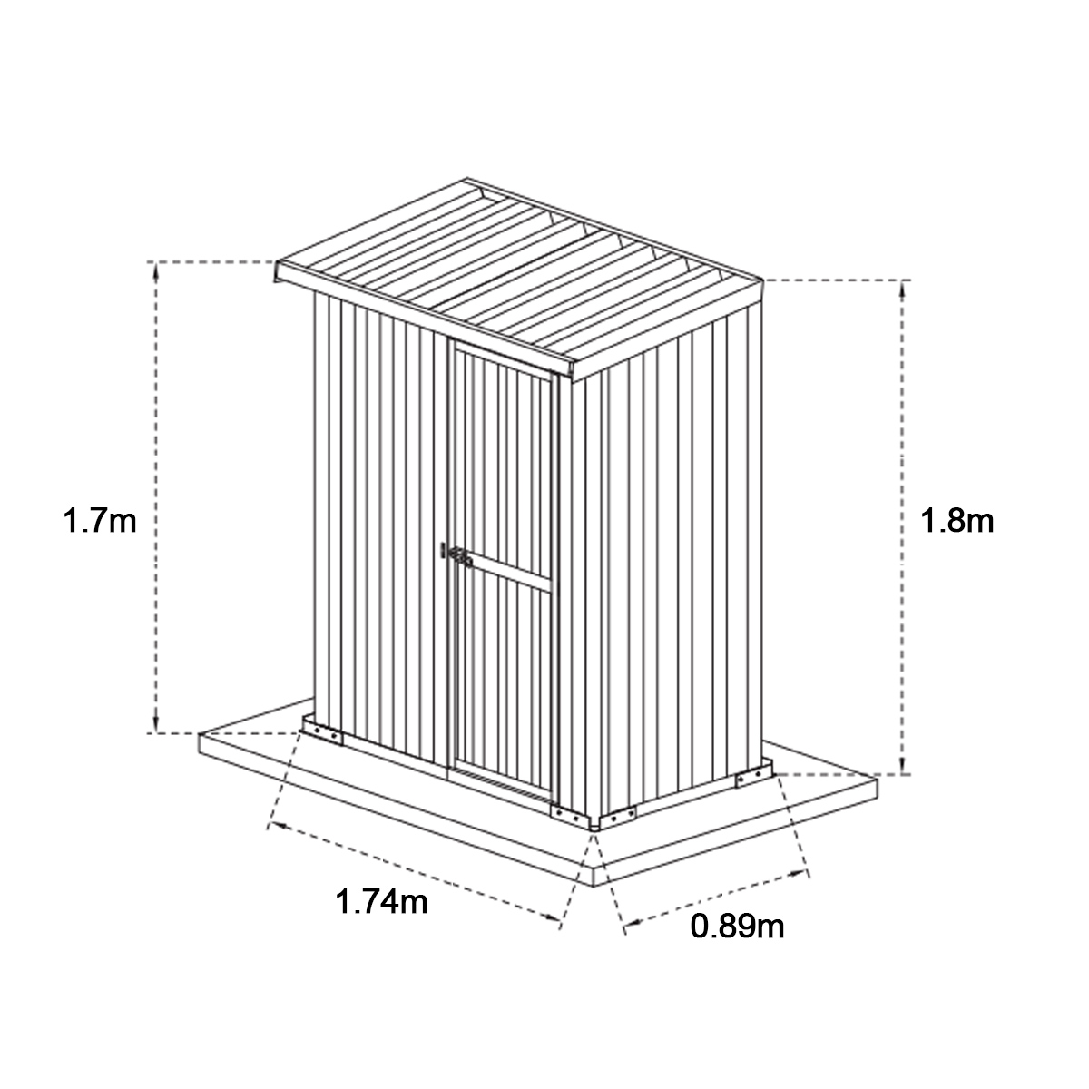 Garden Storage Shed 1.75 x 0.9m Tools Mini Budget Excel 